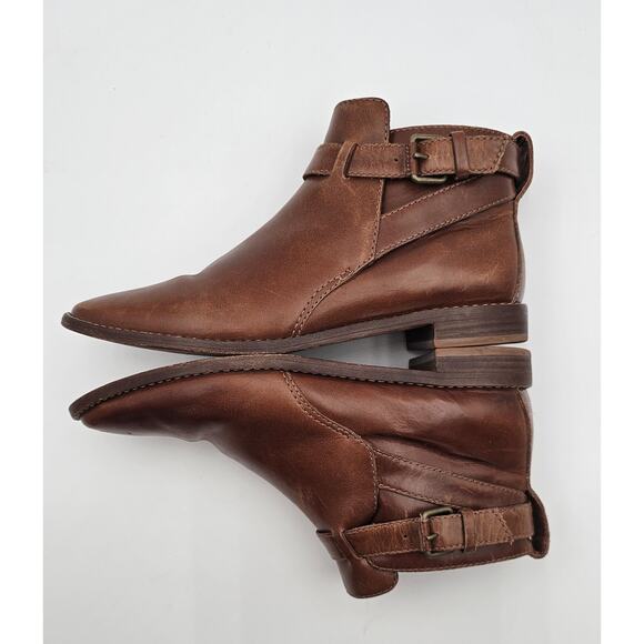 Madewell The Hollis English Saddle Brown Leather Ankle Boots F5108 Size 7 - Picture 9 of 13